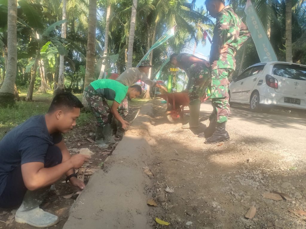 Tahap Finishing Pembuatan Pondasi di Titik nol Perbaikan Mutu Jalan