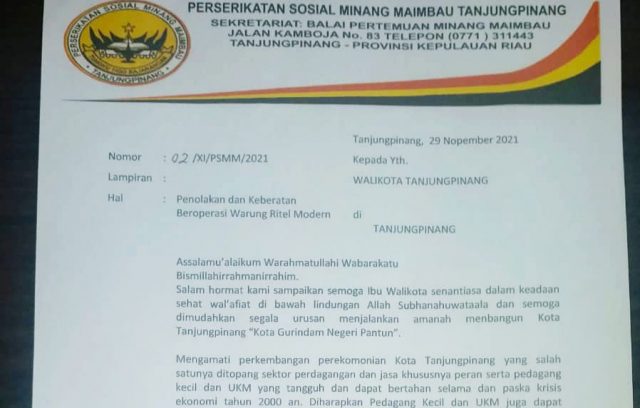 Perserikatan Minang Maimbau Kirim Surat Penolakan Alfamart dan Indomaret ke Wali Kota