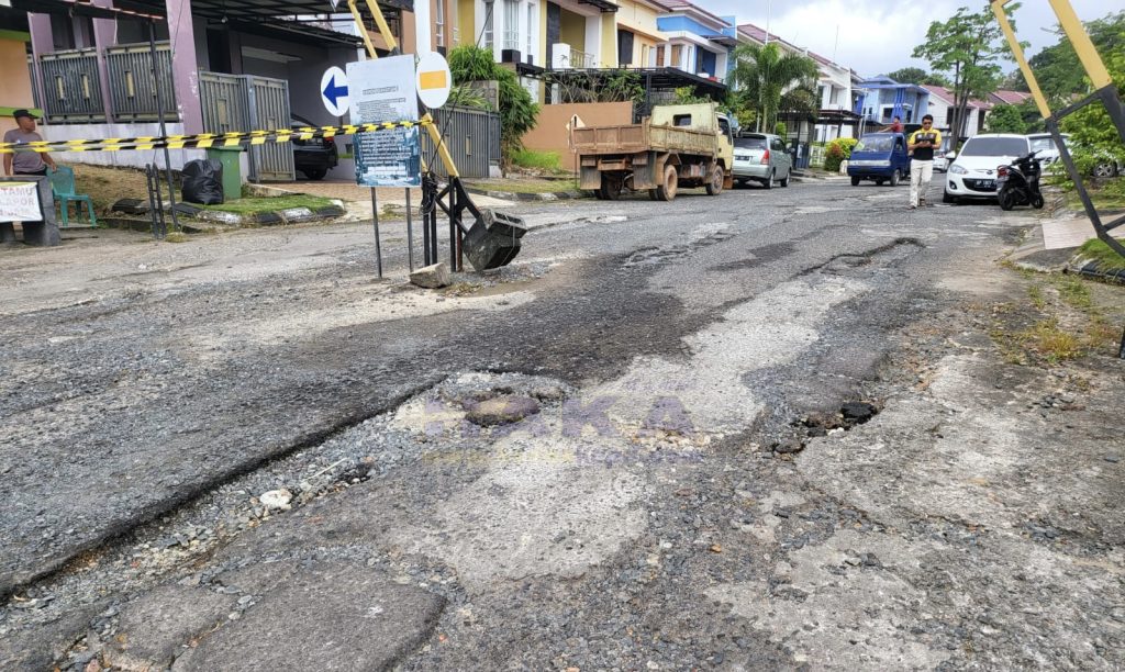 Warga Mahkota Alam Raya Tanam Pohon Pisang Dijalan Karena Kesal dengan Developer