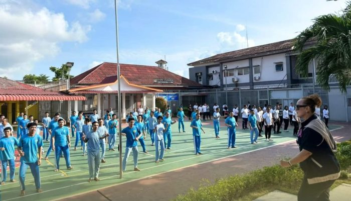 Petugas & Warga Binaan Rutan Batam Senam Bersama, Jaga Imunitas Tubuh