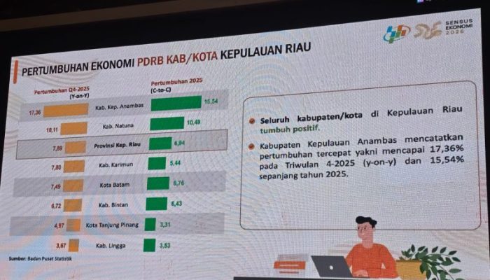 Anambas Catat Pertumbuhan Ekonomi 17,36 Persen pada Triwulan IV 2025