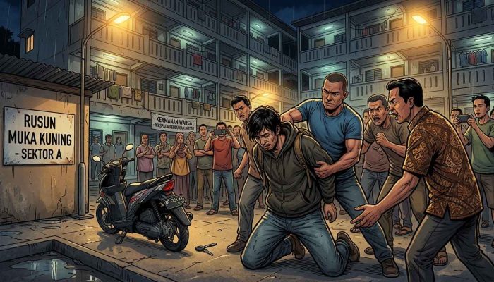 Diduga Hendak Curi Motor di Rusun Muka Kuning, Pria 26 Tahun Diamankan Warga