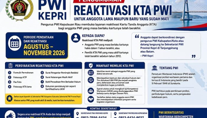 PWI Kepri Buka Reaktivasi KTA Lama dan Kedaluwarsa